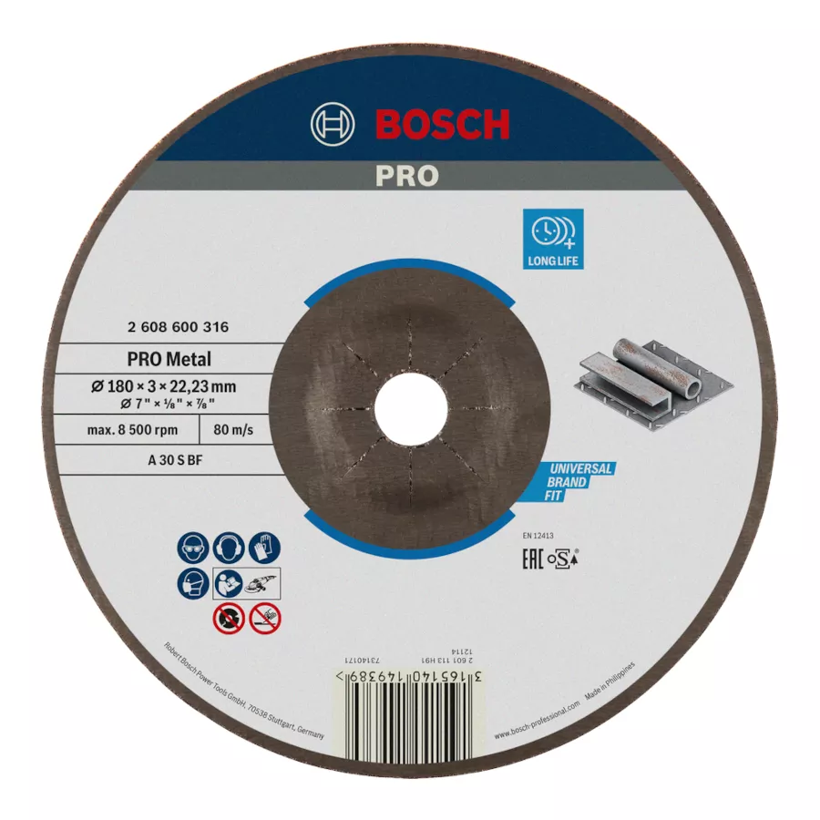 disque PRO Metal moyeu déporté 180mm BOSCH